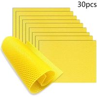 Lot de 30 plaques de cire d'abeille pour bougies - Jaune-