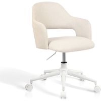 HISPANOHOGAR, chaise de bureau à roulettes modèle Mia, en tissu beige