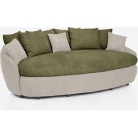 3-Sitzer Sofa modernes Design oval Stoff weißes Gestell Zermatt - Dunkel Grün