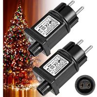 Pièce Transformateur 24V 6W LED d'Alimentation, Adaptateur Pilote Basse Tension Clignoteur IP44 avec 8 Modes, Minuterie et fonction Mémoire pour Guirlande, Lumières, Décorations de Noël (2 PACK)
