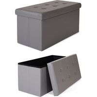 dibea faltbarer Sitzhocker / Aufbewahrungsbox, Sitzbank aus Kunstleder, 76 x 38 x 38 cm, grau
