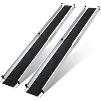 Jiubiaz Rollstuhlrampe 152cm Teleskoprampe Auffahrrampe bis 300KG Anti-Rutsch Alu Verladerampe Tragbare Schwellenrampe für Rollatoren Rollstühle