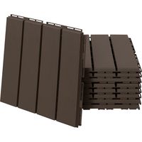 Set 9 Mattonelle a Incastro per Terrazzo, Piastrelle per pavimenti (30x30x2cm) in PP Antiscivolo, Area: 0.81 mq Marrone