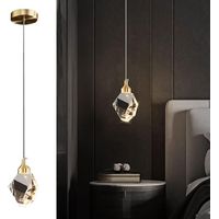 Moderne Kristall-Pendelleuchte, 3-farbige LED-Kristall-Pendelleuchte, für Kücheninsel, Schlafzimmer, Wohnzimmer, Esszimmerbeleuchtung (Gold)