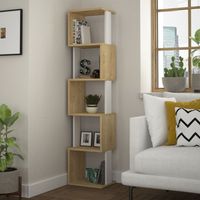 Decortie Piri Modernes Bücherregal Display Unit Natürliche Eiche Effekt Weiß Groß 161cm
