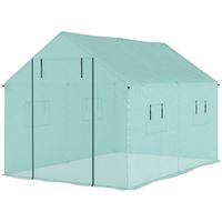 Serra a Tunnel 2x3x2 m avec Porte e Finestre Avvolgibili, Tetto a Punta, Acciaio e PE, Verde