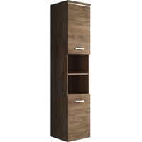 Badplaats – Colonne de salle de bain 160 cm – Panneau de particules chêne marron – Compartiment ouvert à gauche ou droite – Montage facile inclus