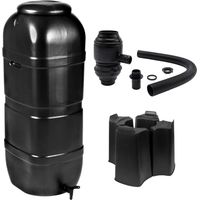 Récupérateur d'eau de pluie 100 litres – Forme colonne – Traité anti-UV – Connecteur adaptable pour gouttières Ø48 à 85 mm – Fabriqué en Europe – Noir – Nature