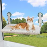1 Hamac Chat Fenêtre Pliable, Acier Inoxydable, Ventouses Stables, Tapis Réversible, Pour Chat Jusqu'à 18kg
