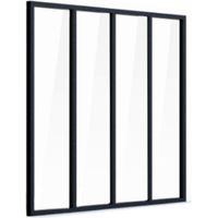Aluminium-Indoor-Glasdach - 4 Glasscheiben - Schwarz - 139 x 123 cm