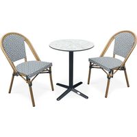 BISTRO - Conjunto de comedor de jardín de 2 plazas en acero con tablero HPL - CITY GARDEN
