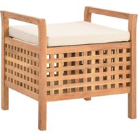Vidaxl – Banc de rangement 49x48x49 cm en bois de noyer massif – Coussin rembourré – Compartiment de stockage ventilé – Pour couloir, chambre, salle de bain
