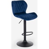 Moderner, verstellbarer Küchen-Barhocker aus Samtstoff Jersey - Blau