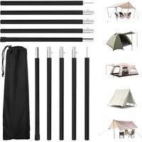 Wolketon Toldo para tienda de exterior de aluminio 2 m Negro 4 piezas con poste plegable para senderismo y camping