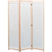 Biombo divisor de 3 paneles de tela color crema 120x170x4 cm vidaXL