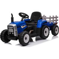 Children’s Electric 12V Ride On Tractor With Trailer and Remote - Blue