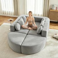 Modulare Schlafcouch mit Schlaffunktion, Vollkomprimierte Cloud Couch, Chenille, Ohne Montage,Gray,B292 x T165x H68 cm