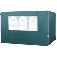 Outsunny 2 Paredes Laterales para Carpas de 3 x 3 m, 300x200 cm, Paredes Laterales de Repuesto para Cenador de Tela Oxford con Ventana, para Jardín, Exteriores, Fiestas, Verde Oscuro