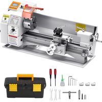 VEVOR Torno de Metal, 220 x 450 mm Velocidad Variable 2500 RPM, 1250 W Torno de Banco con Alimentación Automática, Sistema de Roscado Electrónico, para Mecanizar Metales Blandos, Acrílico, Plástico