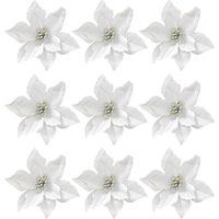 36 fleurs artificielles de Noël en tissu, accessoires de décoration pour fêtes-13X13 CM-Silver