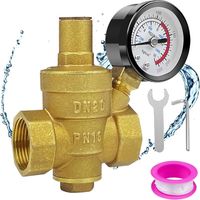 DN20 pressure reducer, pressure reducer, adjustable water pressure, water pressure regulator, adjustable brass pressure reducer with pressure gauge, wrench and adhesive tape