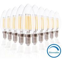 Arum Lighting – Lot de 10 ampoules LED E14 4W dimmables – Blanc chaud 2700K – 470 lumens – Angle 360° – Compatible variateur LED