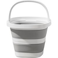 Seau pliable, seau à eau pliable, seau de 10 L avec poignée, base antidérapante, compact et peu encombrant, multi-usage pour le camping, la pêche, le jardinage, le nettoyage, gris