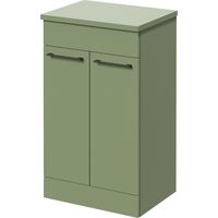 Napoli 390 Olive Green 500mm 2 Door Vanity Unit for Countertop Basins - 500mm - Gunmetal Grey 160mm Handle