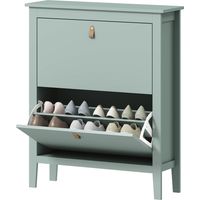 Scarpiera Slim 2 Cassetti 14 Paia Scarpe Taglia EU44 Ripiani Regolabili 80x24x95.5cm Vert