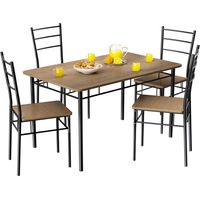 5 piece brown dining set with table and 4 chairs