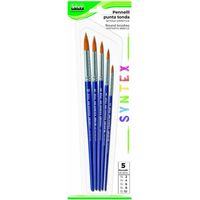 Lebez Set 5 Pennelli Punta Tonda Setole Sintetiche Misure Assortite per Belle Arti