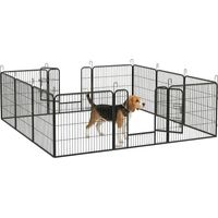 Pawhut – Parc enclos modulable pour chien – 12 panneaux en acier époxy – Dimensions totales 240 x 240 cm – Usage intérieur et extérieur