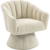 Élégante chaise pivotante 360° avec rembourrage d'assise et de dossier ergonomique, accoudoirs enveloppants, design moderne et base stable – idéale pour bureau, salon ou télétravail, beige