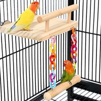 Cage Toys Parrot Wooden Platform Play Gyms Exercise Stands with Acrylic Wood Swing Ferris Wheel Chewing for Animals Green Cheeks, Baby Lovebird, Chinchilla, Hamster Budgie