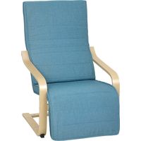 Sillón de Salón con Reposapiés Ajustable Butaca Tapizada en Lino Sintético para Oficina Dormitorio 66,5x94x100cm Azul