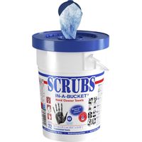Seau de 72 lingettes nettoyantes pour les mains 109731 – Biodégradables – Nettoyage efficace d'outils et équipements – Scrubs