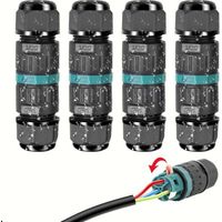 Connecteur électrique étanche IP68 – Raccord de câble 3 fils pour installations extérieures – Profondeur 4m – Câble Ø 5 à 12 mm (4 Pcs)