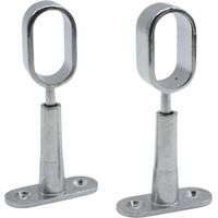 Barcelona Support Tringle Penderie 2 Support pour Barre Penderie Ovale Hauteur 41 à 105mm Zinc-Aluminium Support Central de Tube pour Armoire Penderie Vetement, Tringle Rideau Plafon-Crezuo