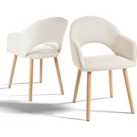 Modern dining chairs with crescent-shaped backrests and ergonomic armrests, combining style and comfort - Set of 2 - Cream