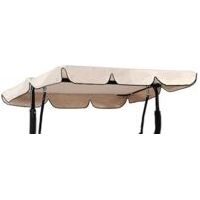 210D wasserdichtes Ersatzdach für Gartenschaukel, Ersatzdach für Gartenschaukel, UV-Schutz, Gartenschaukeldach (Beige, 190 × 132 × 15 cm) – Dreisitzer