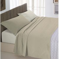 Italian Bed Linen Completo Letto Natural Color, 100% Cotone, Tortora/Panna, Singolo