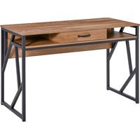 Scrivania Moderna in Metallo e MDF Stile Industriale, Mensole e Cassetto per Casa e Ufficio, 120x60x76cm Nero Marrone