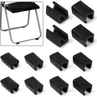 Juego de 24 patas de plástico en forma de U para sillas, 12 mm de diámetro, color negro, para sillas tubulares.