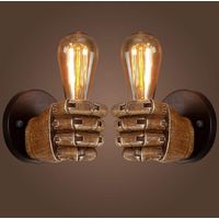 Poing Antike Wandleuchte, Vintage Industrielle Wandlampe E27 Edison-Birnensockel für Korridor Küche Schlafzimmer Restaurant Café Beleuchtet (Linke Hand + Rechte Hand)