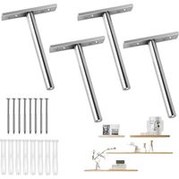 Support Etagere Invisible, Fixation Invisible pour Étagère Mural en Bois, Supports en Métal pour Étagère Flottante, Etagere Murale Fixation Invisible avec Vis de Montage pour bricolage(100MM, 4PCS)-Cr