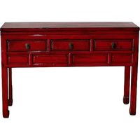 Console bois Dynasty rouge vintage 129x30x89cm