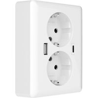 2USB 2U-449221 Unterputz-Dose mit USB-C®, mit USB-Ladeausgang Weiß (glänzend)