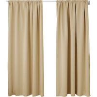 WOLTU 2er Set Gardine blickdicht 250 g/m² mit Kräuselband Champagner 135x225 cm