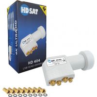 HDSAT HD404 LNB Quad Full HD 4K Tête Parabole 4 sorties 0,1dB + 8 Fiches F