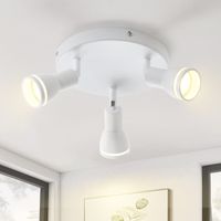 GBLY Lámpara de Techo Blanca: 3 Focos de Techo GU10 de Metal Regulable Montado en la Pared Interior Redondo para Oficina Cocina Salón Dormitorio, Sin Bombilla